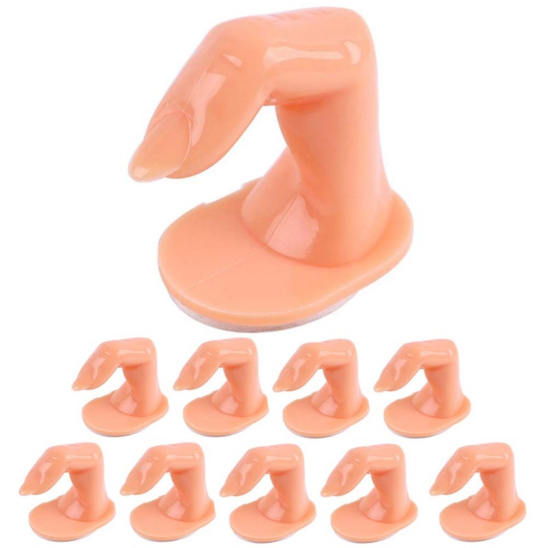 UNIQUE2U Practice Finger Nail Art Practice Finger Plastic Fake Fingers with Nails for Hand Nail Art Training Display Decoration Tools (10 Pcs) - Image 1